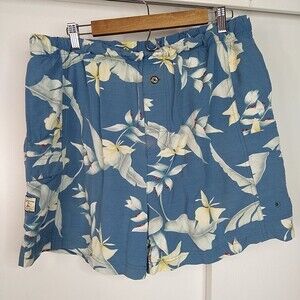 Tommy Bahama Floral Hawaiian Swim Trunks Mens Size XL Blue 100% Nylon